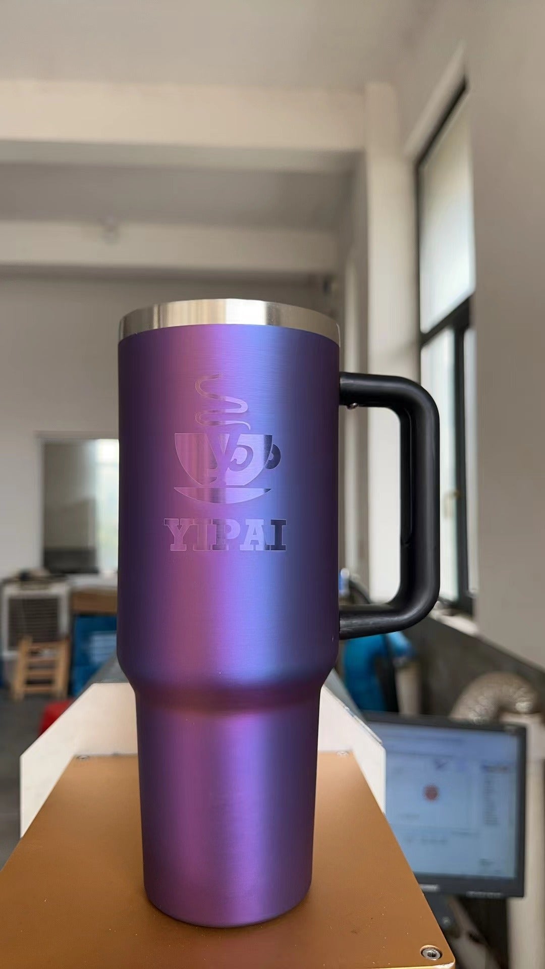 🔥40oz H2.0 ion plating rubber paint blue-violet ombre tumblers for laser engraving_miki
