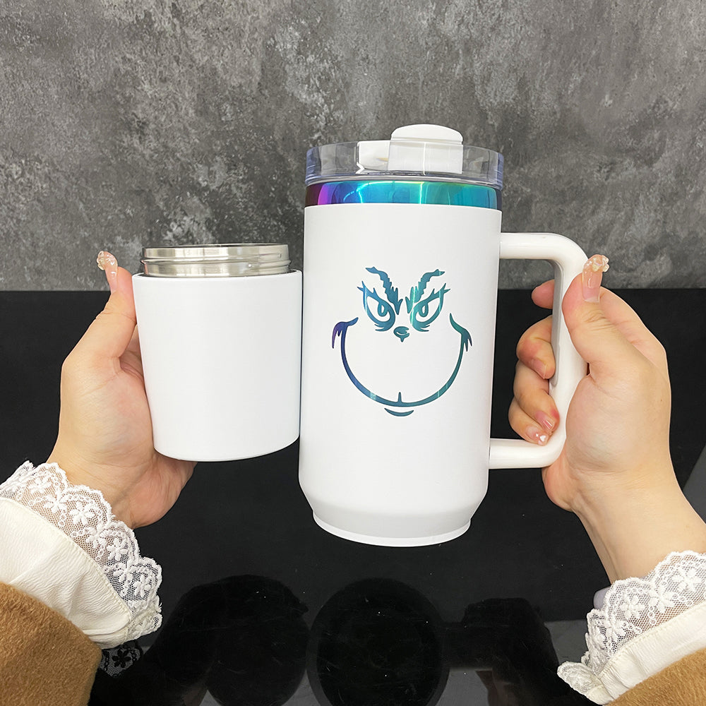 USA Presale_ Rainbow Plated H2.0 40oz Quencher Tumbler with Removal Handle and Hidden Storage Compartment for Laser Engraving_ miki