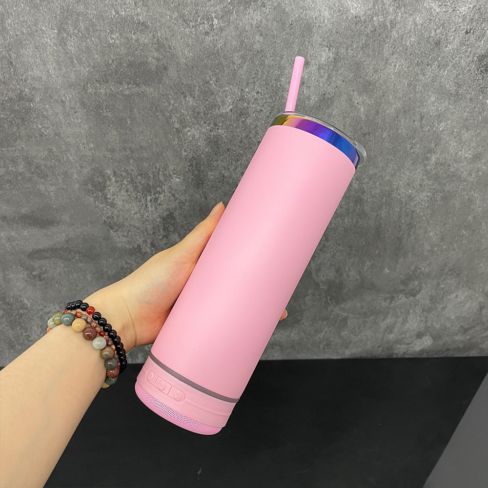 🌈🎵macaron color rainbow underneath 20oz Bluetooth speaker tumbler for engraving_miki