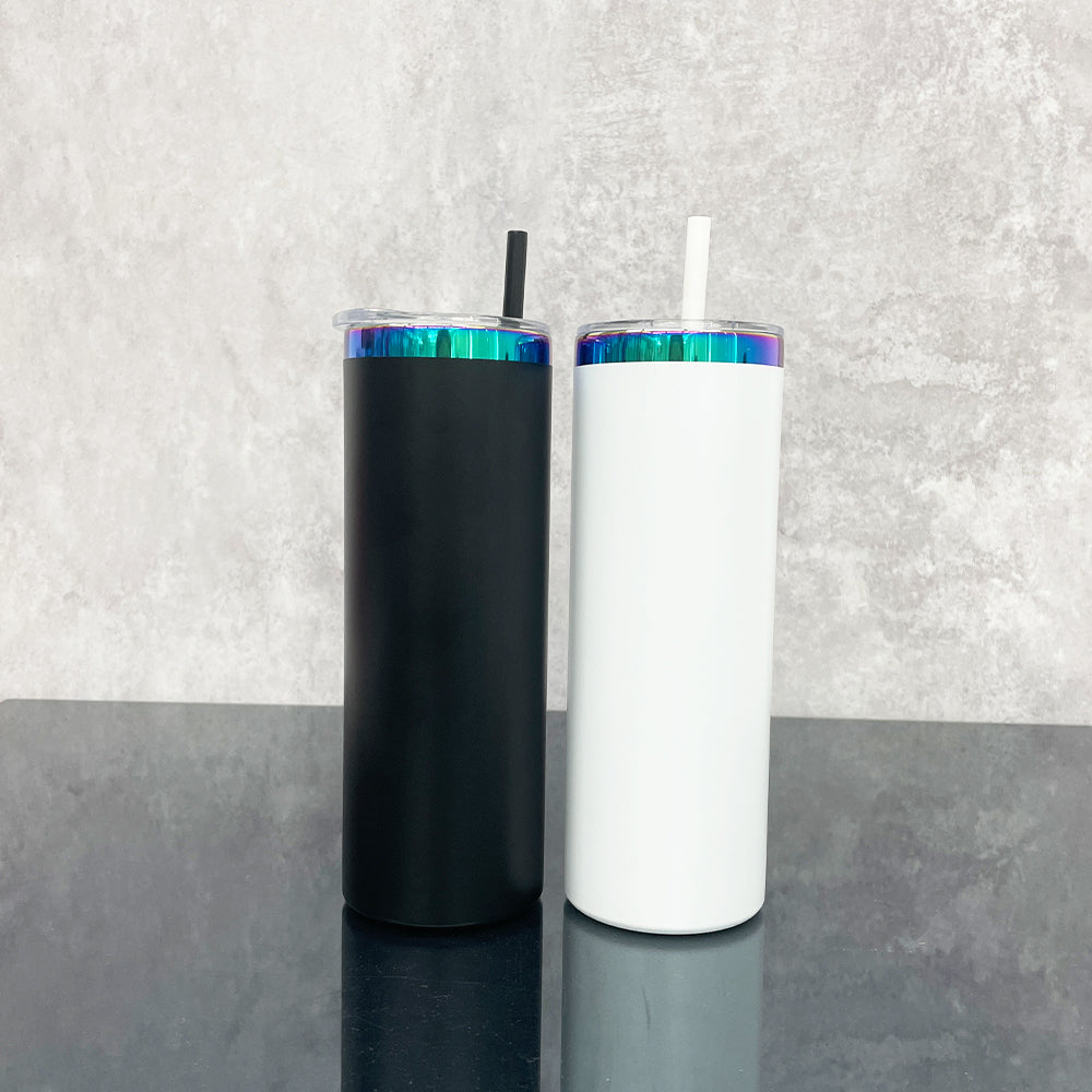 powder coated 20oz green plated straight tumblers with leak proof lid and colorful straws_miki