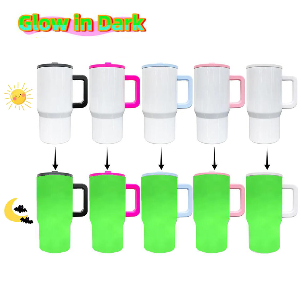 Glow in Dark 20oz Leak Proof Straw Lids White Blank Sublimation Kids Tumblers with Removable Handle_ miki