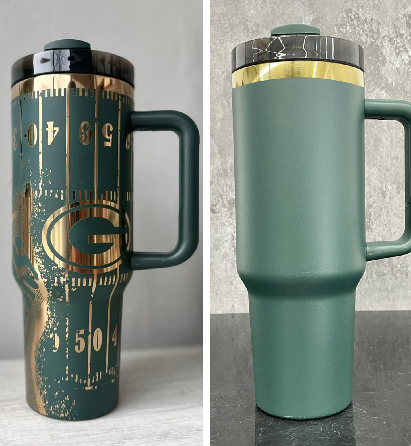 USA RTS_ Gold underneath Christmas colors powder coated H2.0 40oz quencher tumblers with lid and straw for laser engraving_miki