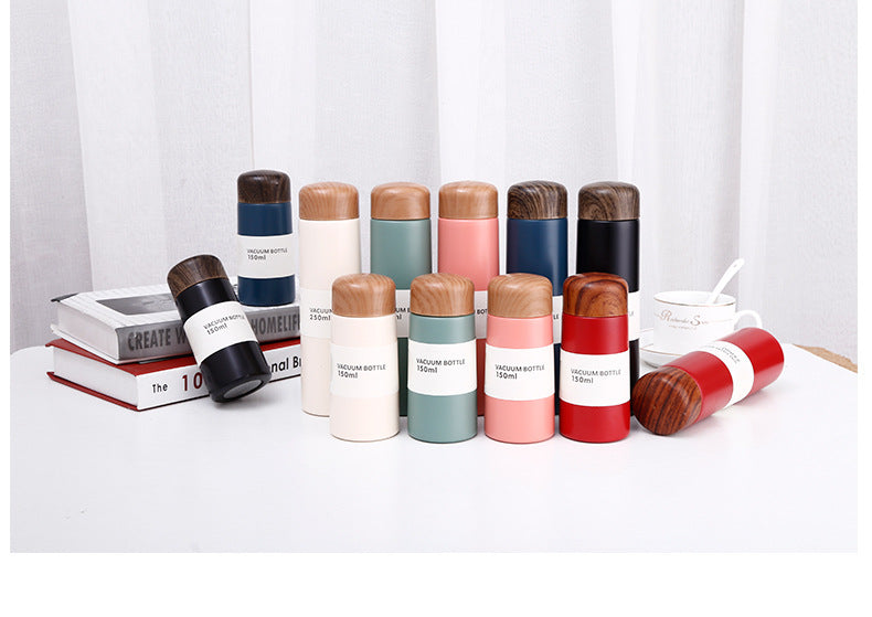 mini cute 150ml 250ml stainless steel cup with bamboo lid_miki
