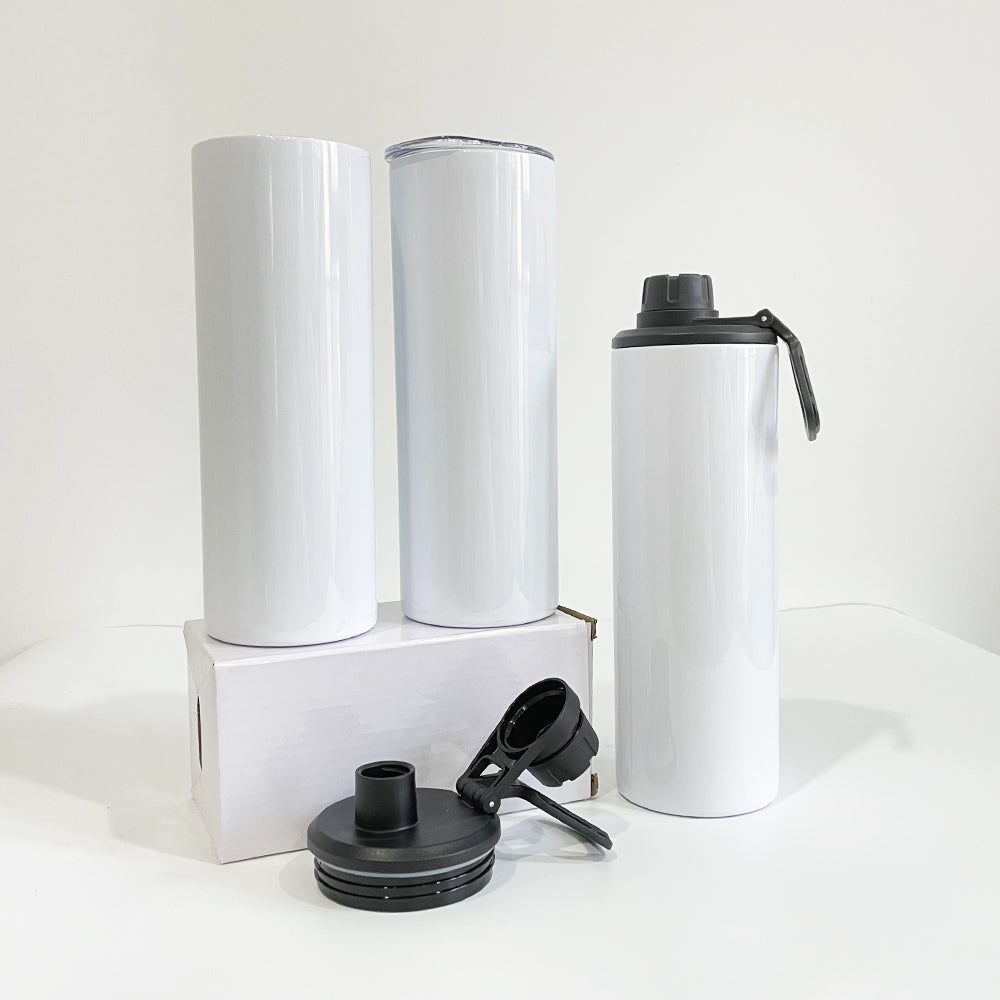 Sublimation white 20oz sports bottle with 2 lids_miki