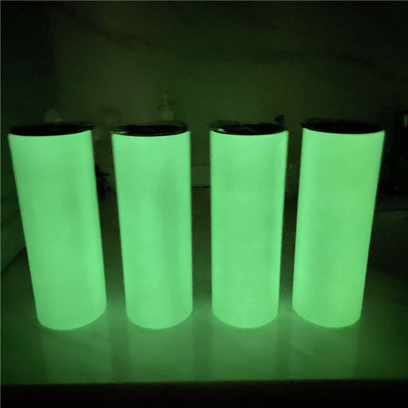 USA Presale_ White Sublimation UV Color Changing and Glow In Dark 20oz Straight Tumblers with Lid and Straw_ miki