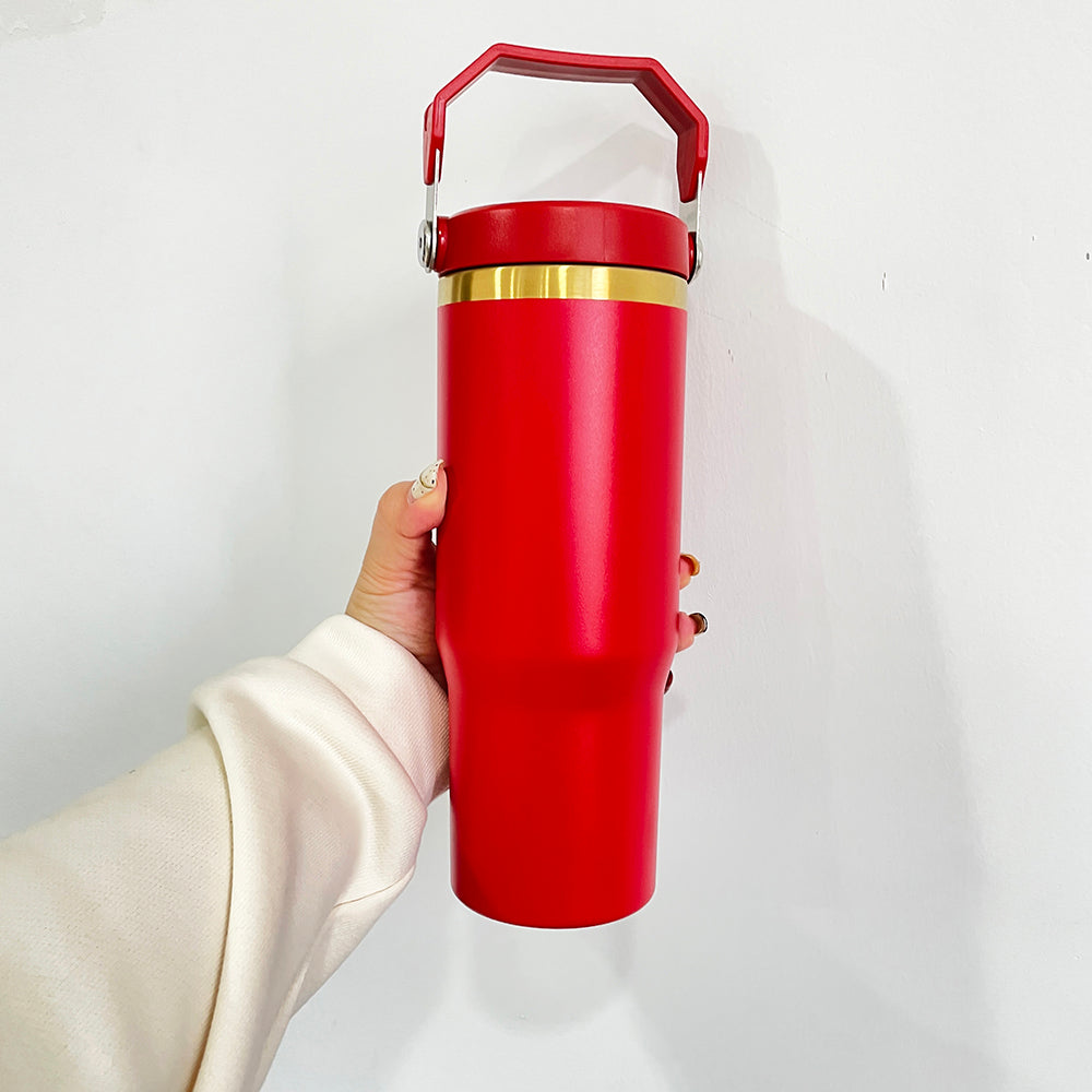 powder coated copper & gold plated mixed 30oz flip straw water bottle_miki