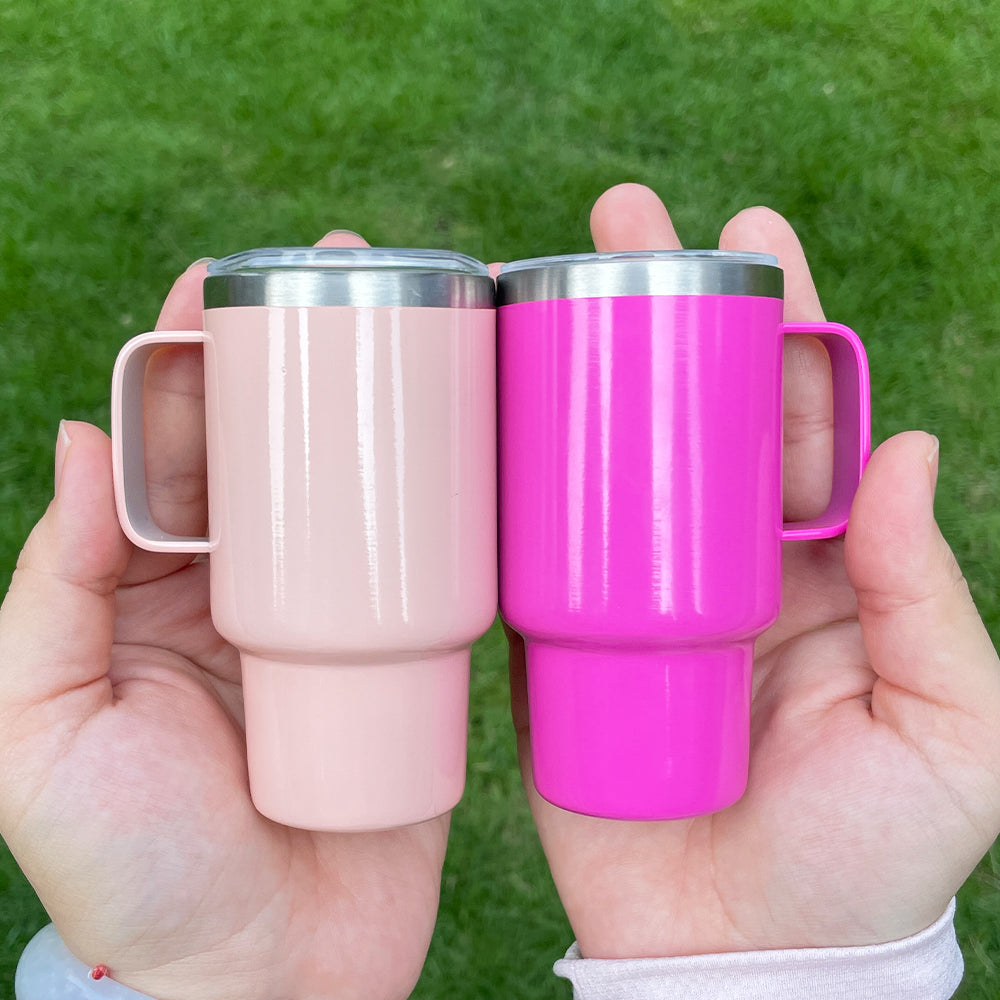 sublimation colored 3oz mini shot glass stainless steel with handle & metal straw,same shape as 40oz quencher tumbler_miki