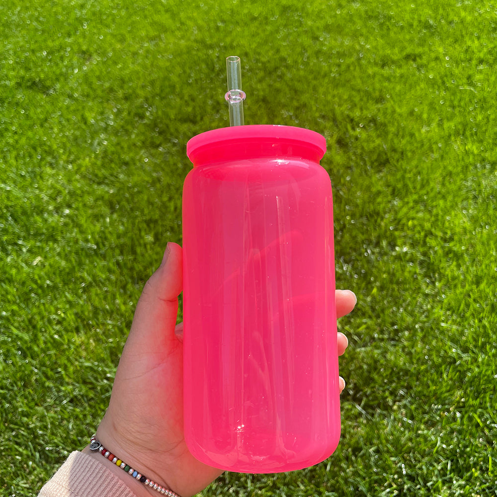 USA RTS macaron 16oz plastic cans with colorful lids and clear straw_miki