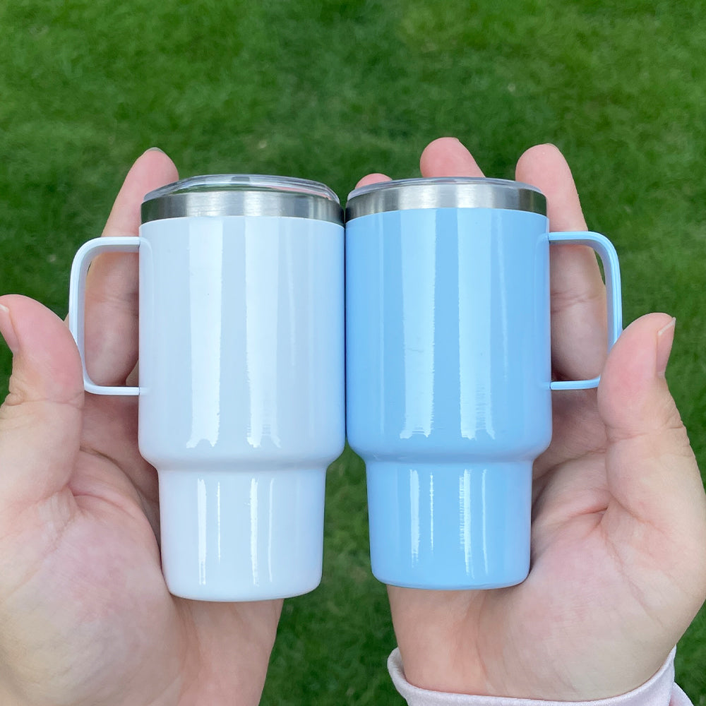 sublimation colored 3oz mini shot glass stainless steel with handle & metal straw,same shape as 40oz quencher tumbler_miki