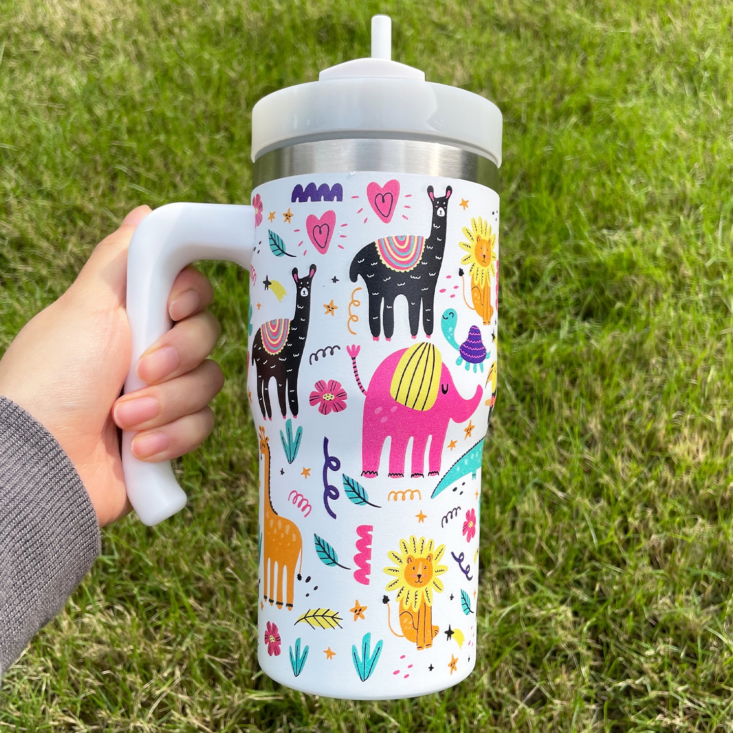 3D Cute Design Printed H2.0 20oz Kids Tumblers with Handle_ miki