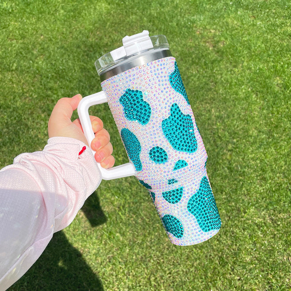 40oz rhinestone cow bling tumbler_miki