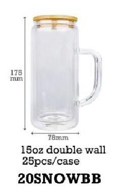 sublimation 15oz double wall snowglobe glass mug with handle_miki