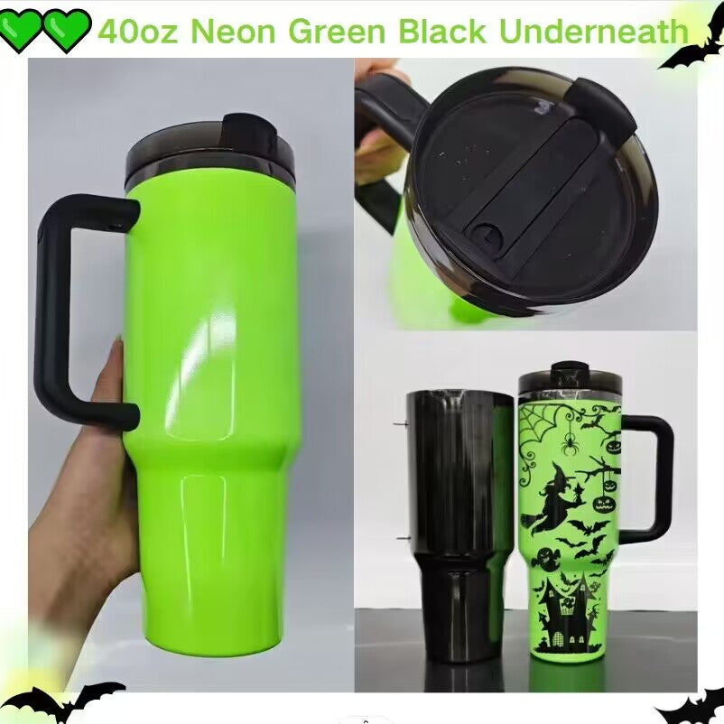sublimation neon colored black underneath H2.0 40oz quencher tumbler with lid and straw for laser engraving_miki