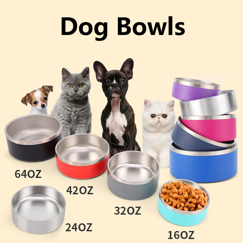 Powder coated stainless steel dog bowls with rubber bottom_miki
