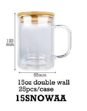 sublimation 15oz double wall snowglobe glass mug with handle_miki