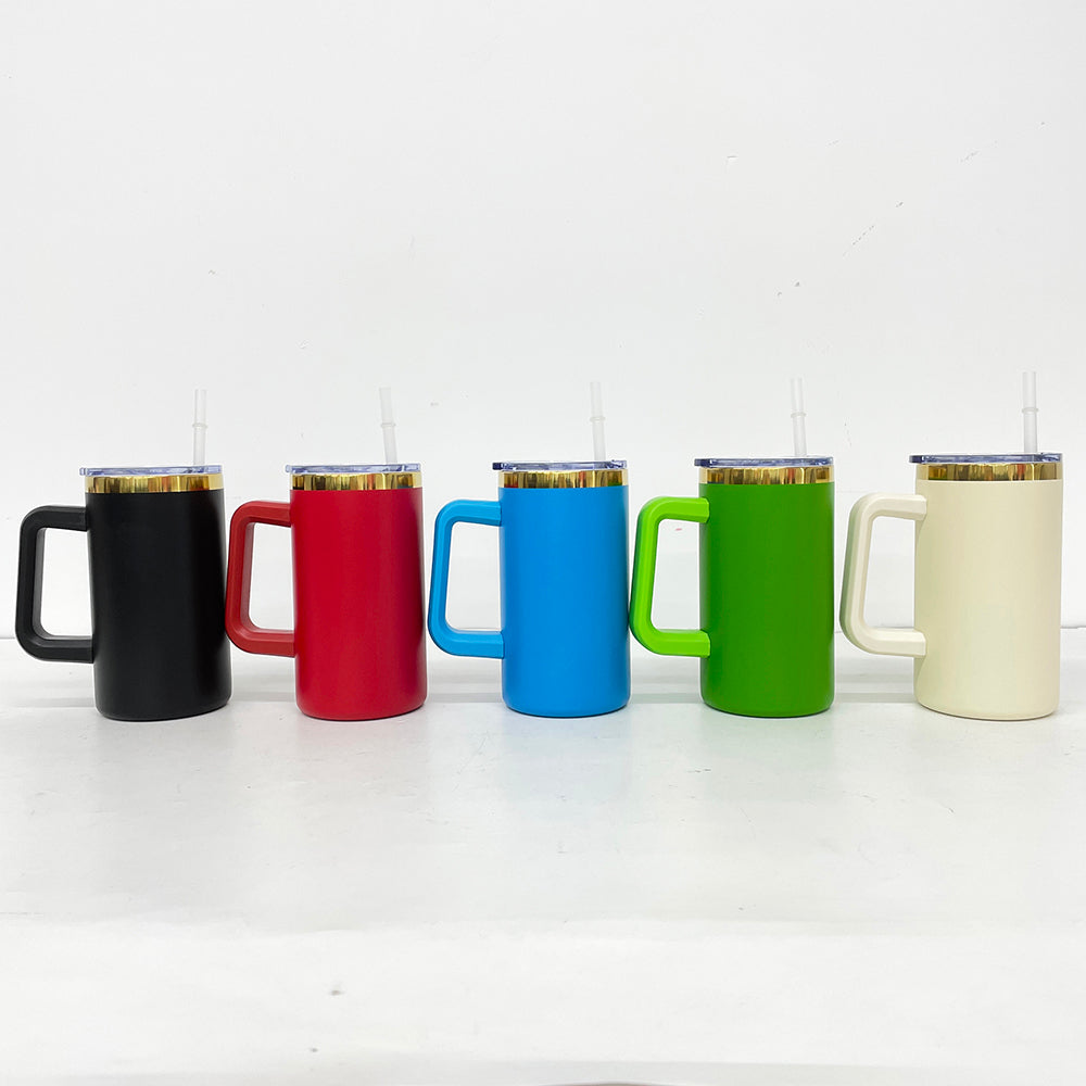 20oz Sublimation/Rainbow/Copper Plated Stainless Steel Coffee Mugs with Removable Handle and Slide Lid for Laser Engraving_ miki