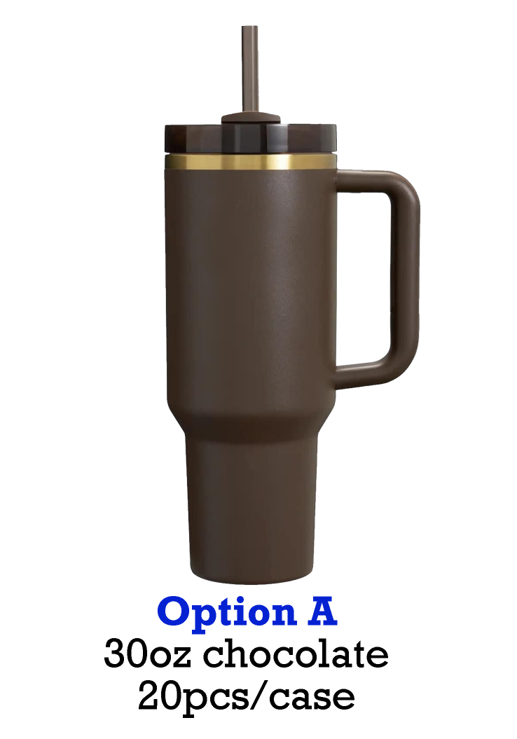 🍫chocolate powder coated mirror gold plated 40oz quencher tumbler for laser engraving _miki