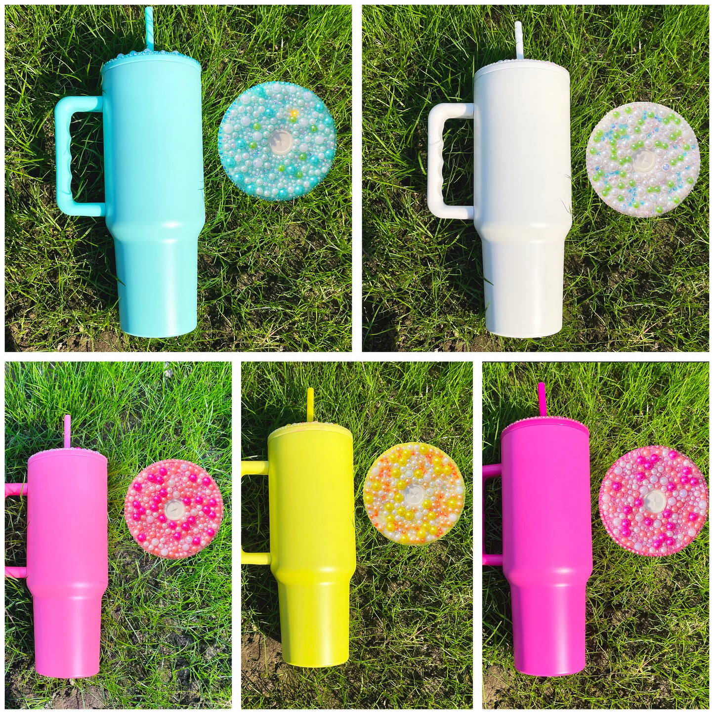 blank sublimation H3.0 matte macaron tumbler with pearl bling lid_miki
