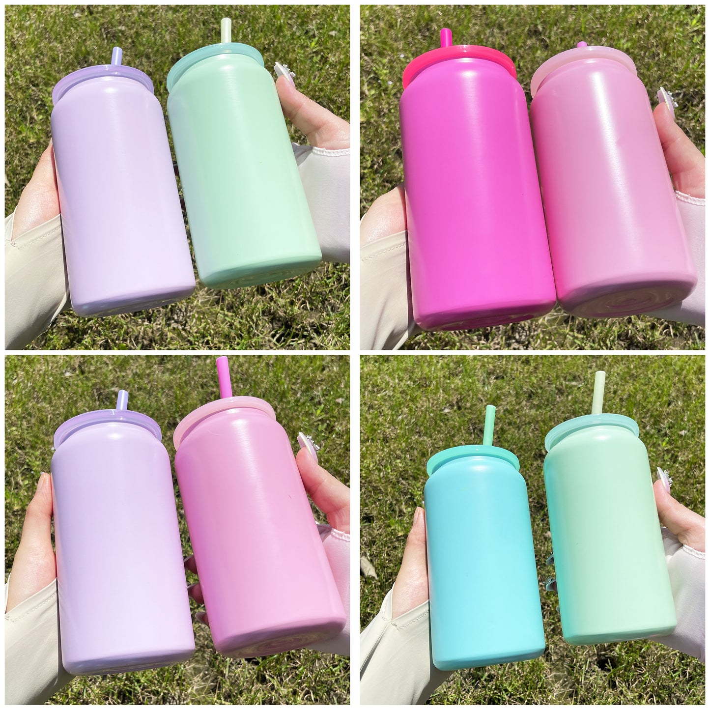 Sublimation Matte Candy Colored 16oz Vacuum Insulated Stainless Steel Can with PP Lid and Straw_ miki