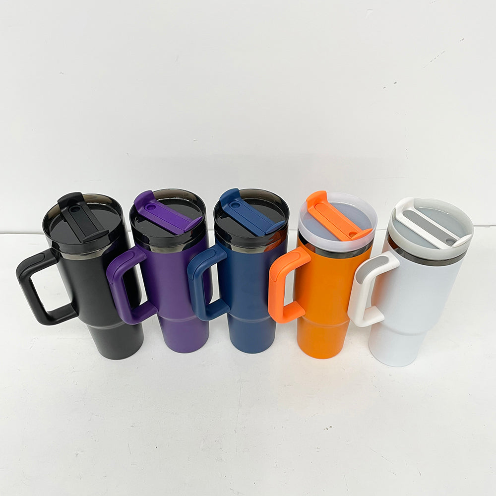 USA RTS_ Halloween Colors Powder Coated Black Plated 14oz 40oz Tumblers with Lid and Removable Handle for Laser Engraving _miki