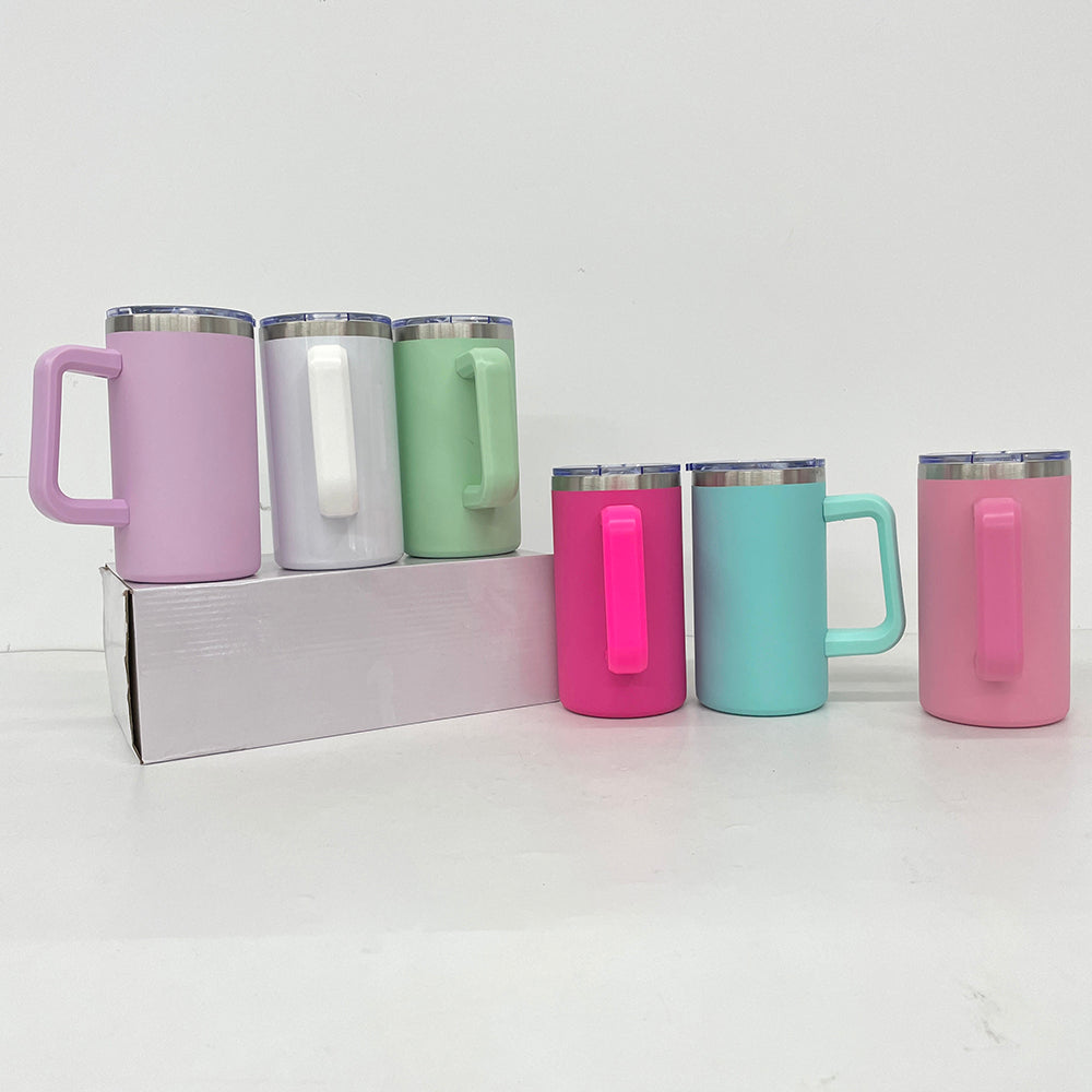 20oz Sublimation/Rainbow/Copper Plated Stainless Steel Coffee Mugs with Removable Handle and Slide Lid for Laser Engraving_ miki
