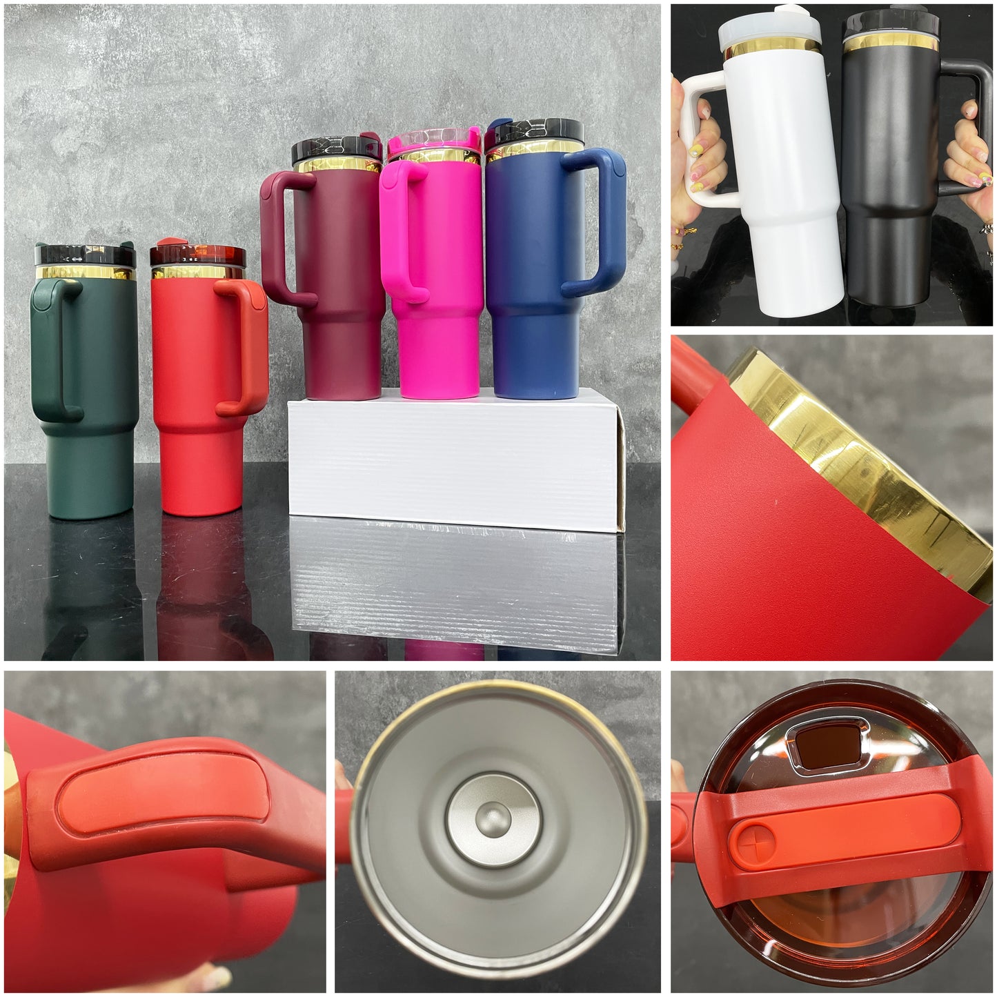 H2.0 30oz mirror gold plated Christmas colored powder coated quencher tumbler for laser engraving_miki