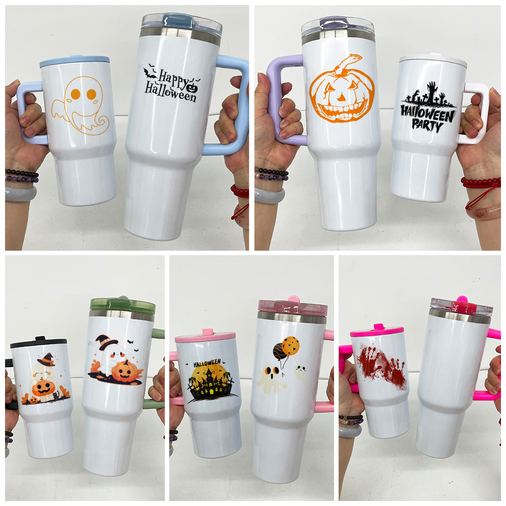 Glow in Dark 20oz Leak Proof Straw Lids White Blank Sublimation Kids Tumblers with Removable Handle_ miki