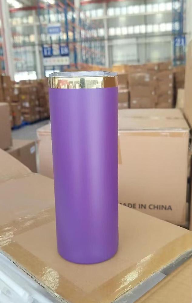 dark purple powder coated mirror gold underneath 20oz stainless steel straight tumblers for laser engraving_miki
