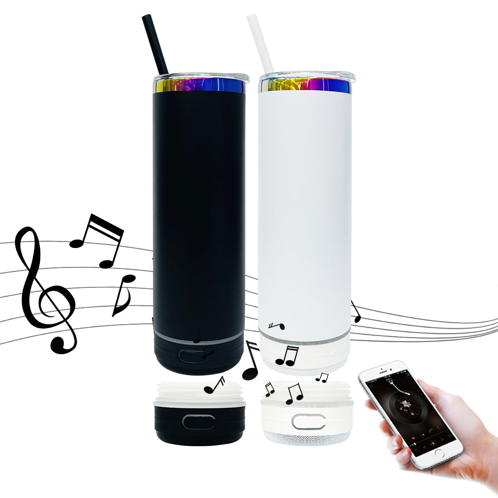 🌈🎵macaron color rainbow underneath 20oz Bluetooth speaker tumbler for engraving_miki
