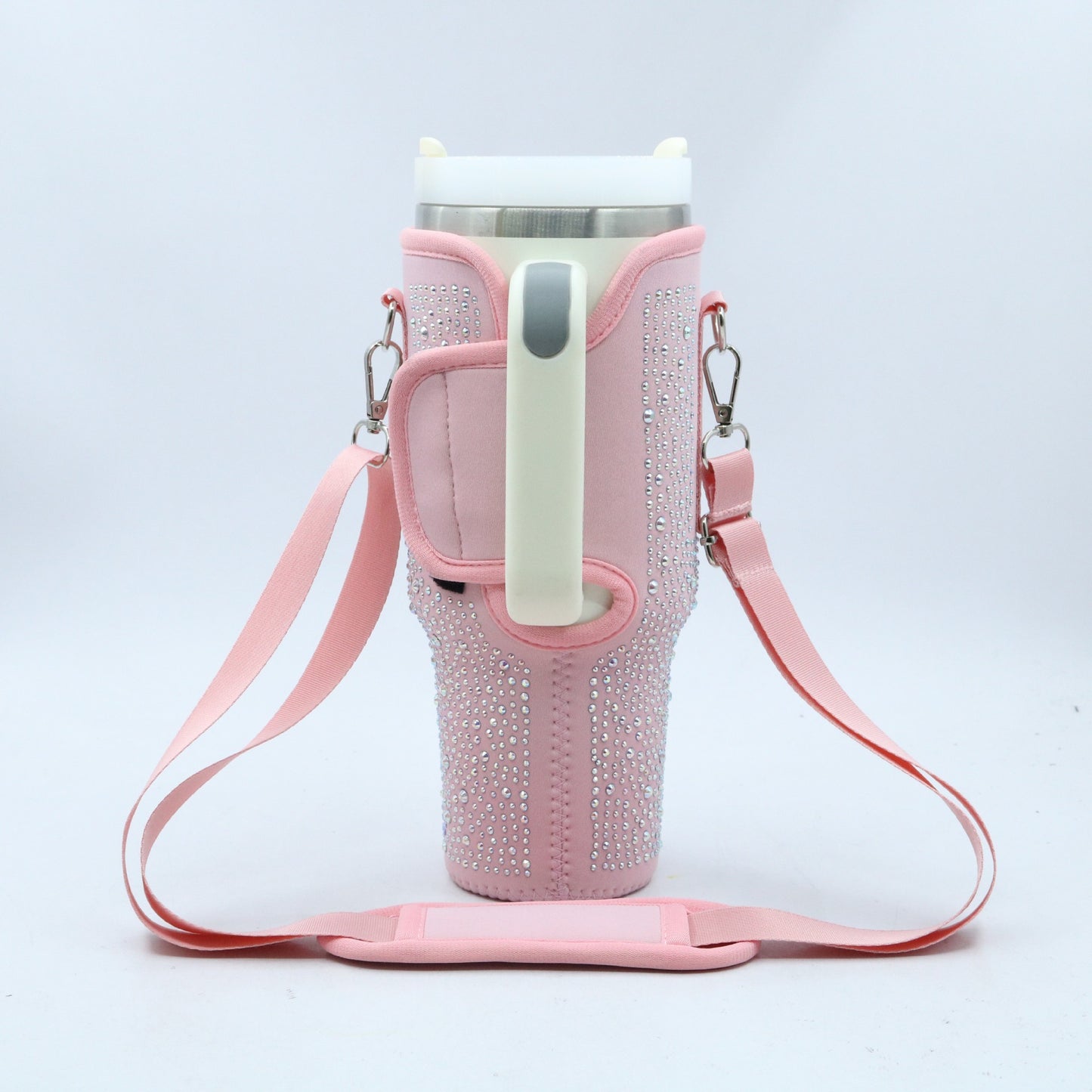 Sparkling Bling Neoprene Diamond Water Bottle holder for 40oz quencher Tumbler with Adjustable Strap_miki