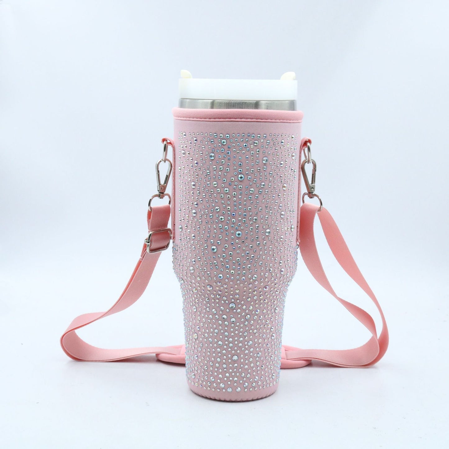 Sparkling Bling Neoprene Diamond Water Bottle holder for 40oz quencher Tumbler with Adjustable Strap_miki
