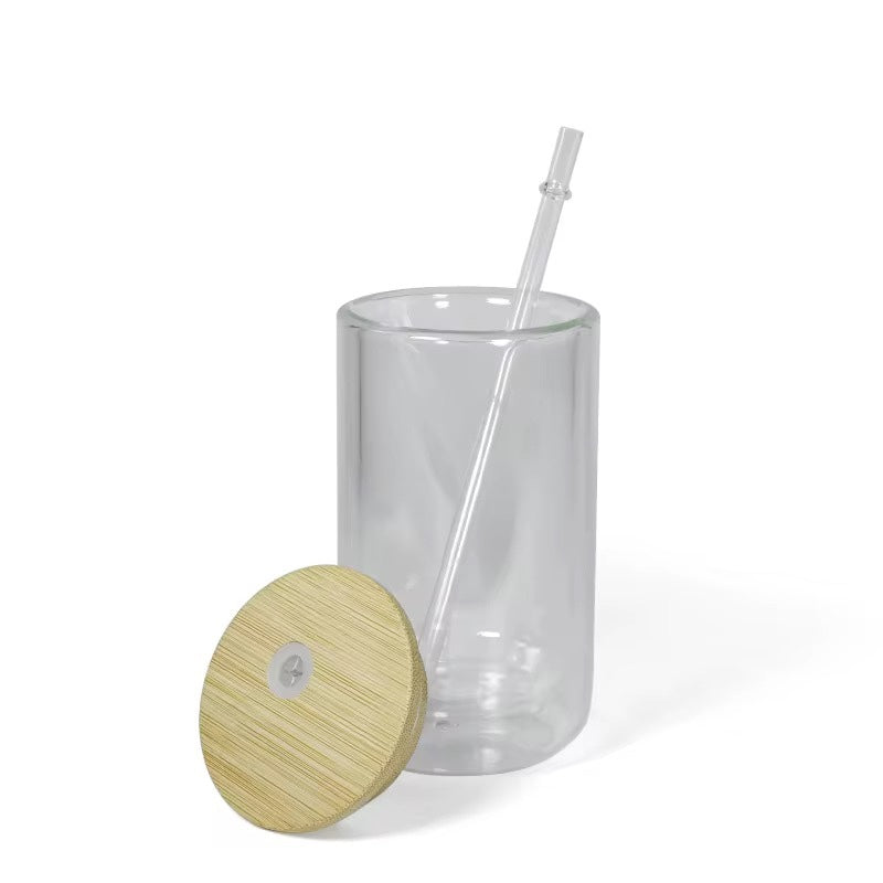 Egg Shaped 14oz Double Walled Glass Snow Globe Wine Tumbler with Bamboo Lid for Sublimation and UV DTF Wraps_ miki