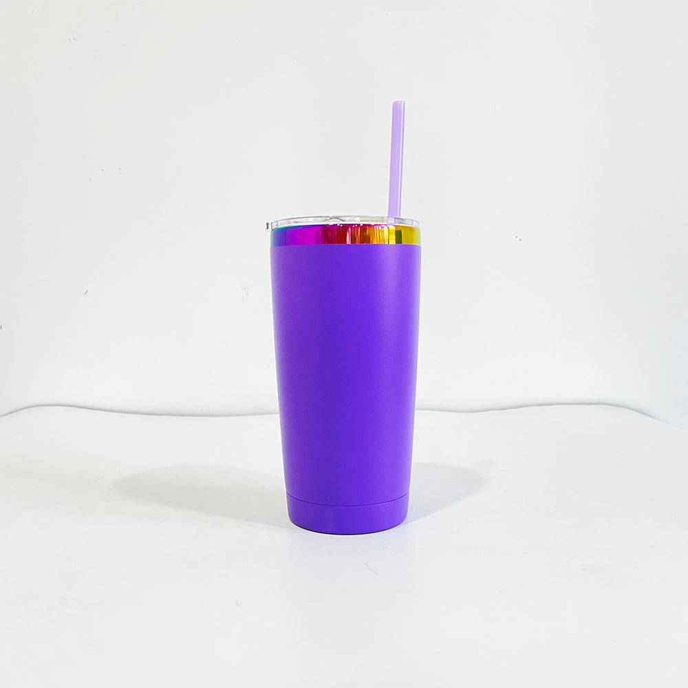 USA RTS_ Powder Coated 20oz Rainbow Case Car Tumbler With Lid and Colored Straw for Laser Engraving_miki