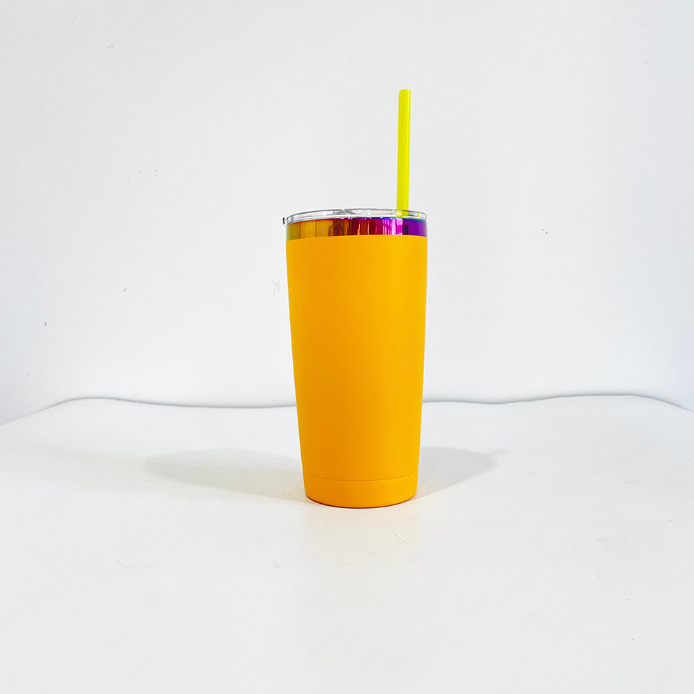 USA RTS_ Powder Coated 20oz Rainbow Case Car Tumbler With Lid and Colored Straw for Laser Engraving_miki