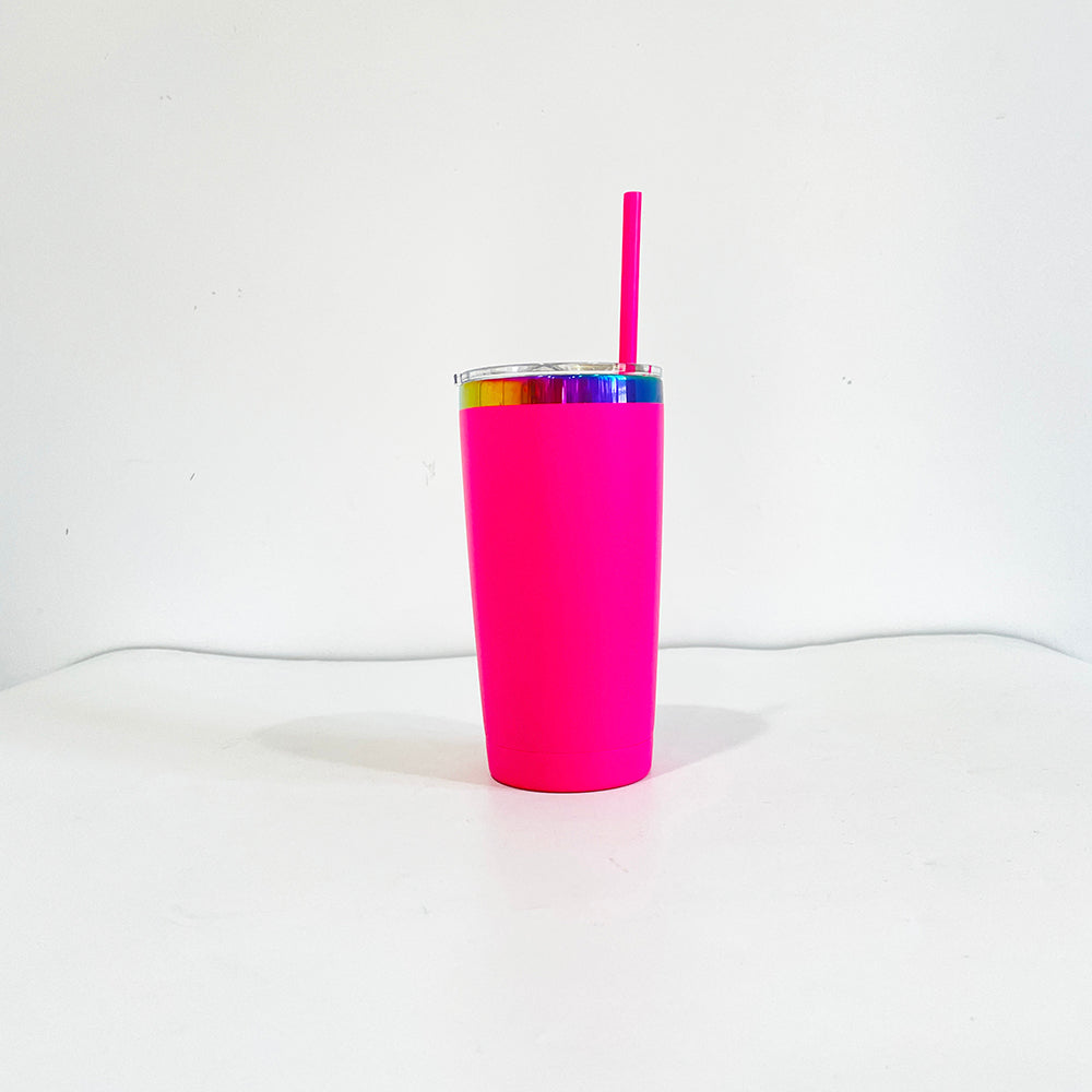 USA RTS_ Powder Coated 20oz Rainbow Case Car Tumbler With Lid and Colored Straw for Laser Engraving_miki