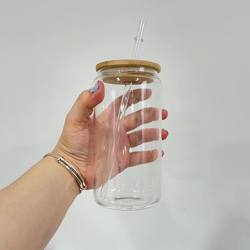 16oz sublimation frosted/clear can with bamboo lid_miki