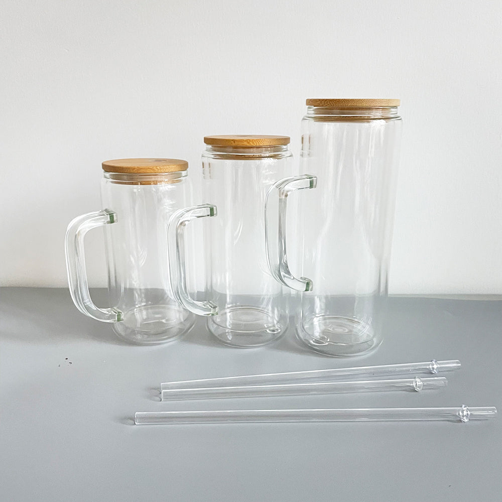sublimation 15oz double wall snowglobe glass mug with handle_miki