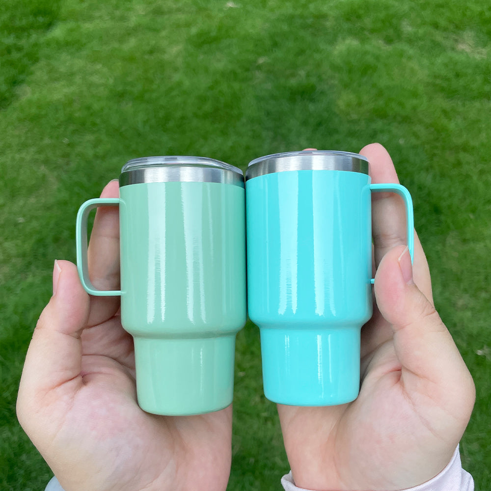 sublimation colored 3oz mini shot glass stainless steel with handle & metal straw,same shape as 40oz quencher tumbler_miki