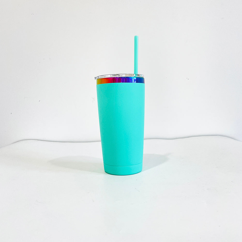 USA RTS_ Powder Coated 20oz Rainbow Case Car Tumbler With Lid and Colored Straw for Laser Engraving_miki
