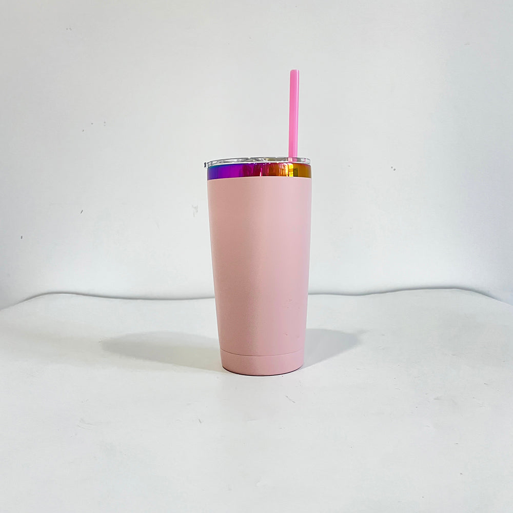 USA RTS_ Powder Coated 20oz Rainbow Case Car Tumbler With Lid and Colored Straw for Laser Engraving_miki