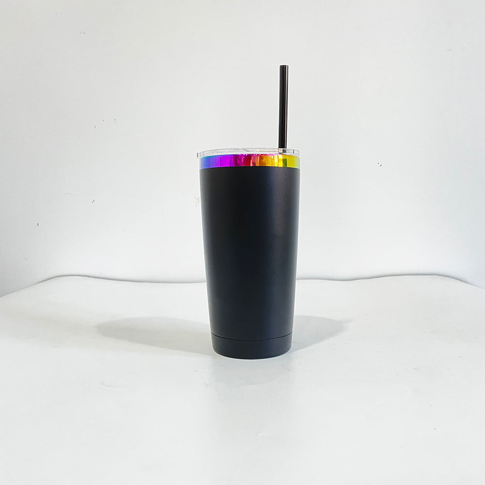 USA RTS_ Powder Coated 20oz Rainbow Case Car Tumbler With Lid and Colored Straw for Laser Engraving_miki