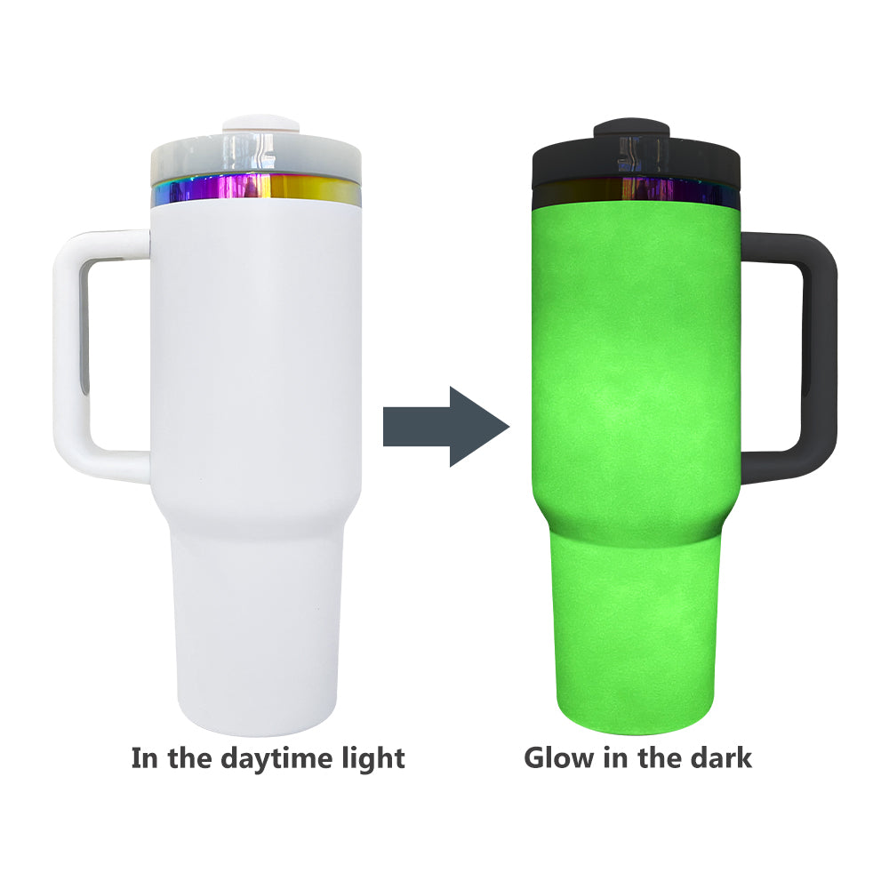 🎃Halloween glow in dark rainbow plated H2.0 40 quencher tumblers with lid and straw for laser engraving/sublimation_miki