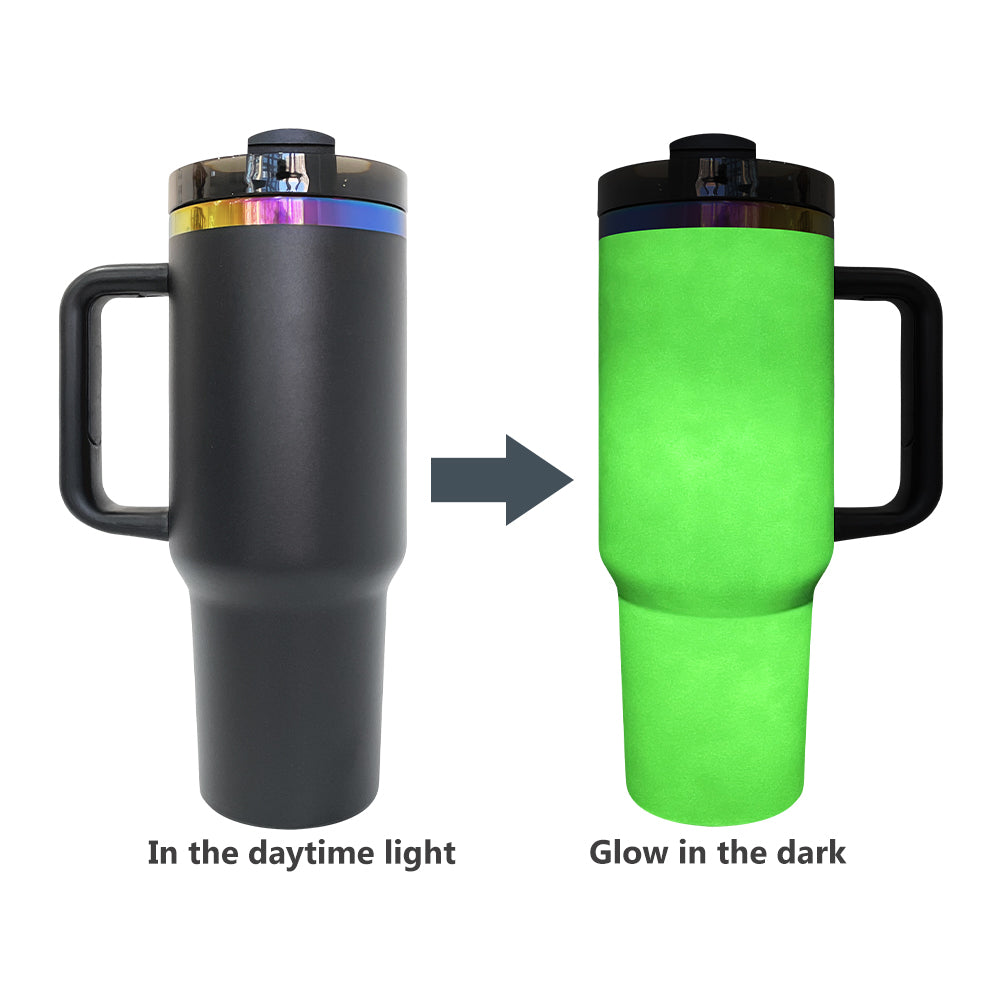 🎃Halloween glow in dark rainbow plated H2.0 40 quencher tumblers with lid and straw for laser engraving/sublimation_miki