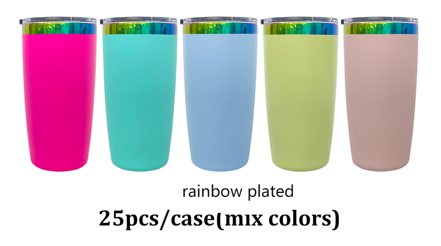 Powder Coated 10oz Rainbow Copper Plated Mugs with Magnetic Lid for Laser Engraving _ miki