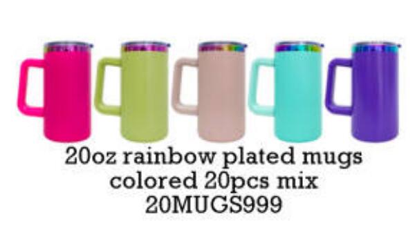 20oz Sublimation/Rainbow/Copper Plated Stainless Steel Coffee Mugs with Removable Handle and Slide Lid for Laser Engraving_ miki