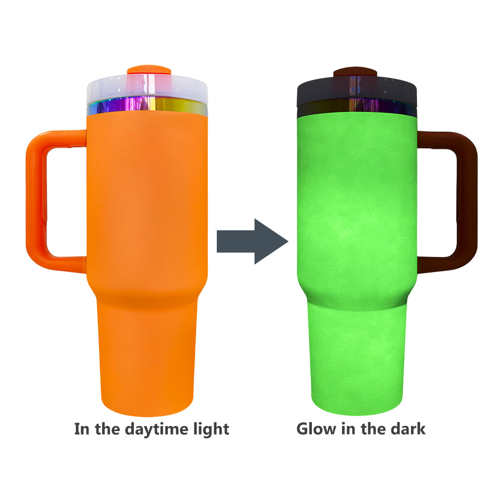 🎃Halloween glow in dark rainbow plated H2.0 40 quencher tumblers with lid and straw for laser engraving/sublimation_miki