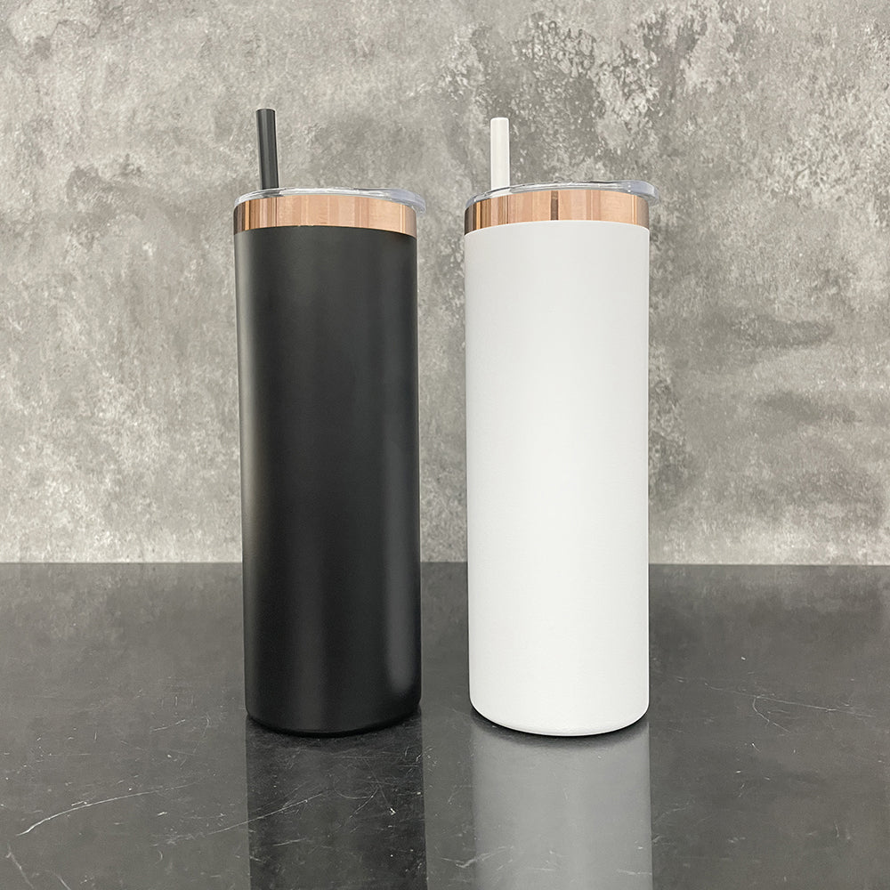 powder coated 20oz mirror copper underneath stainless steel straight tumblers for laser engraving_miki