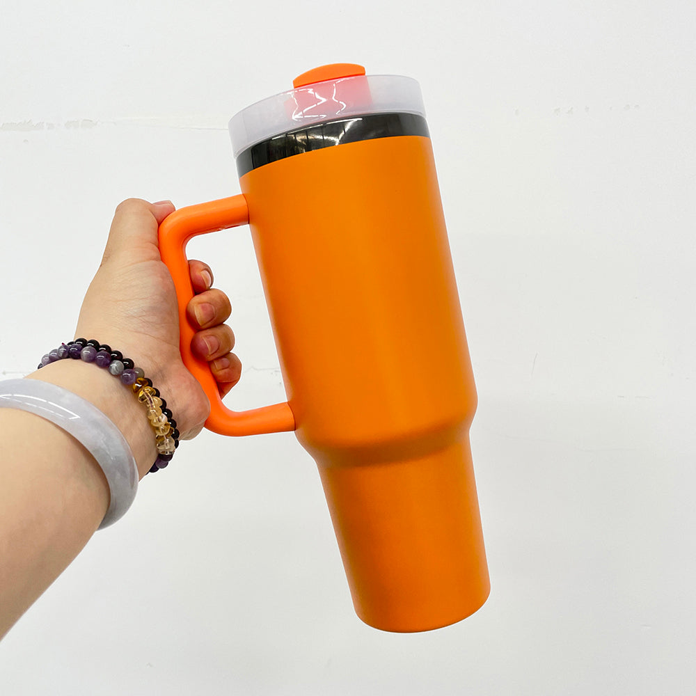 Halloween Colors Powder Coated Black Plated 14oz 40oz Tumblers with Lid and Removable Handle for Laser Engraving _miki