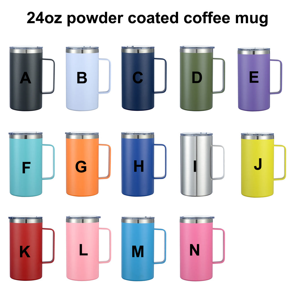 powder coated 14oz 24oz insulated stainless steel coffee camper mug with handle_miki