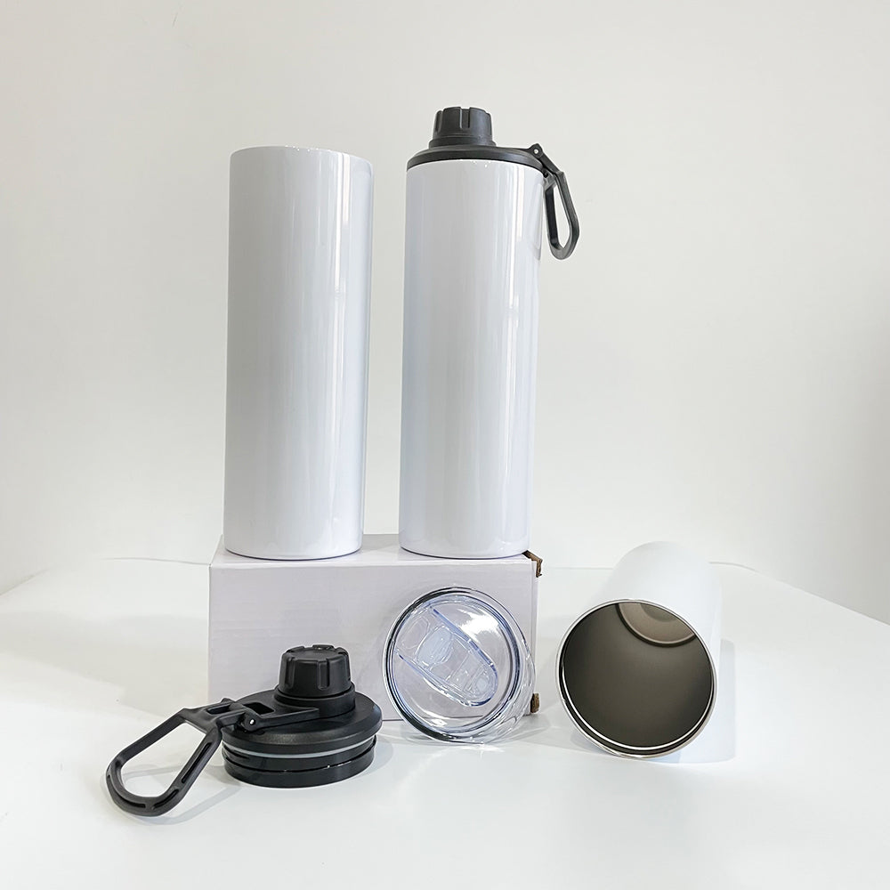 Sublimation white 20oz sports bottle with 2 lids_miki